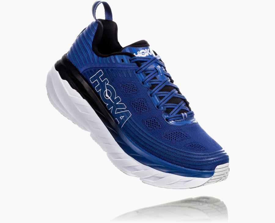 Hoka Australia One One Bondi 6 - Mens Running Shoes Blue/White - DTVGI-3856